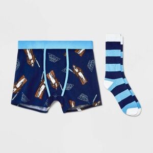 Star Wars Boxer Briefs and Striped Socks - Navy and Light Blue